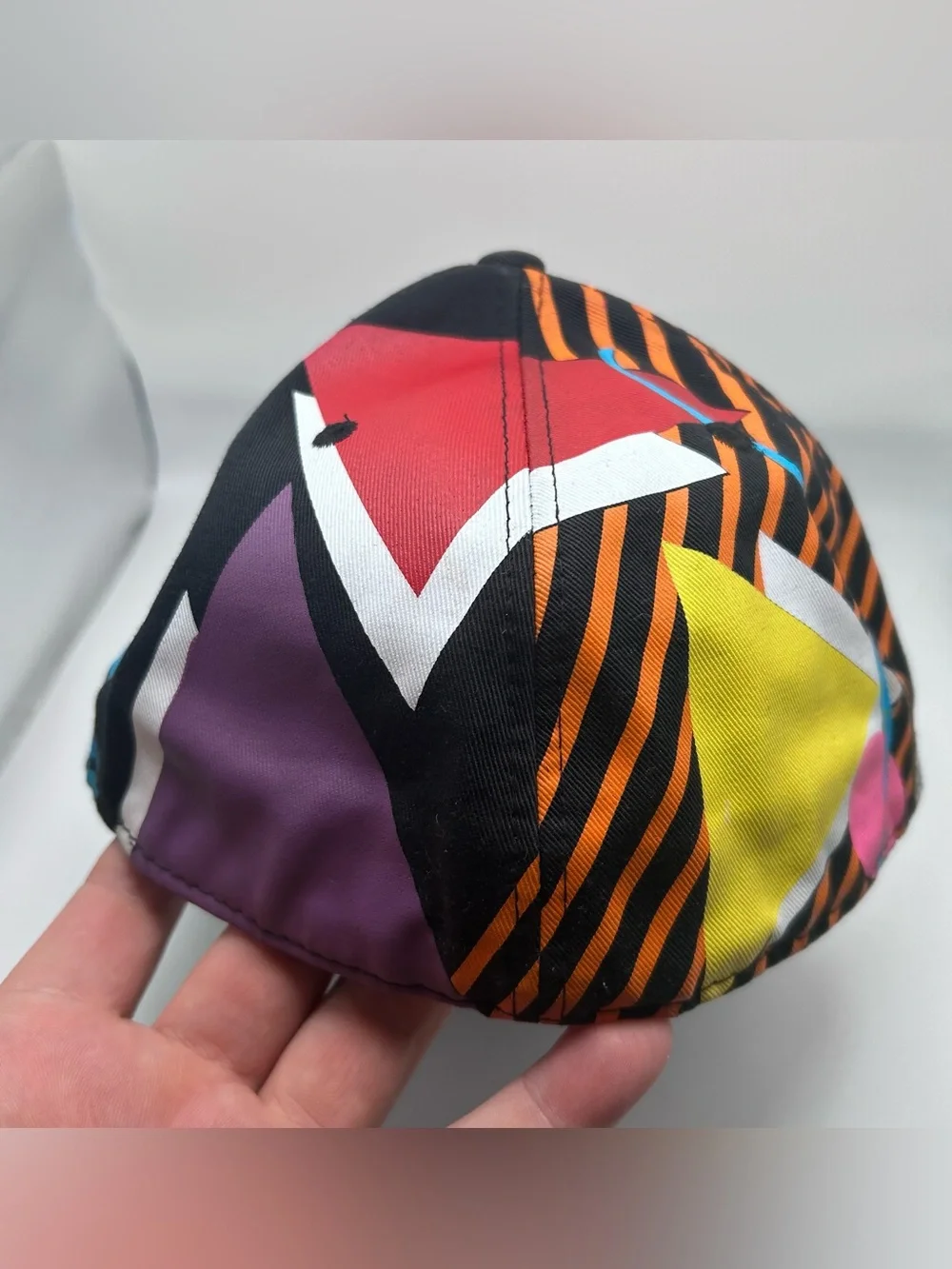 Vintage Neff Hat Retro 80s Patchwork Abstract Multicolor Cotton Sz Medium 7 3/8